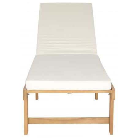 Safavieh 15.35 x 23.62 x 75.2 in. Inglewood Chaise Lounge Chair, Teak Brown and Beige PAT6723A